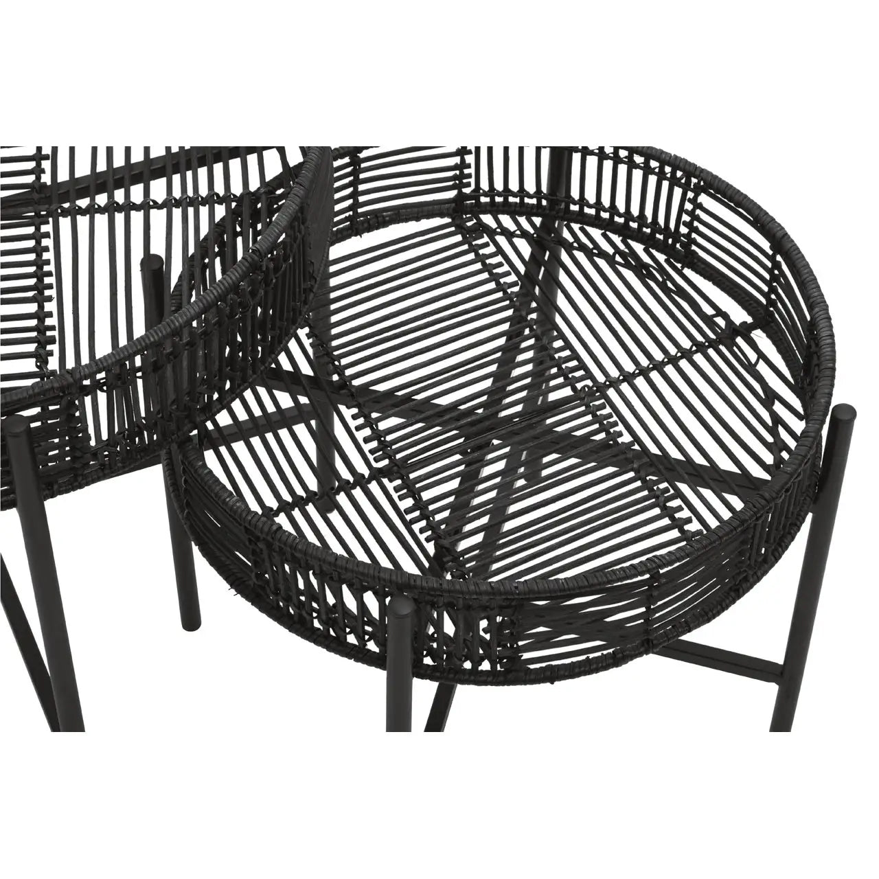 Batu Rattan Set Of 2 Side Tables In Black