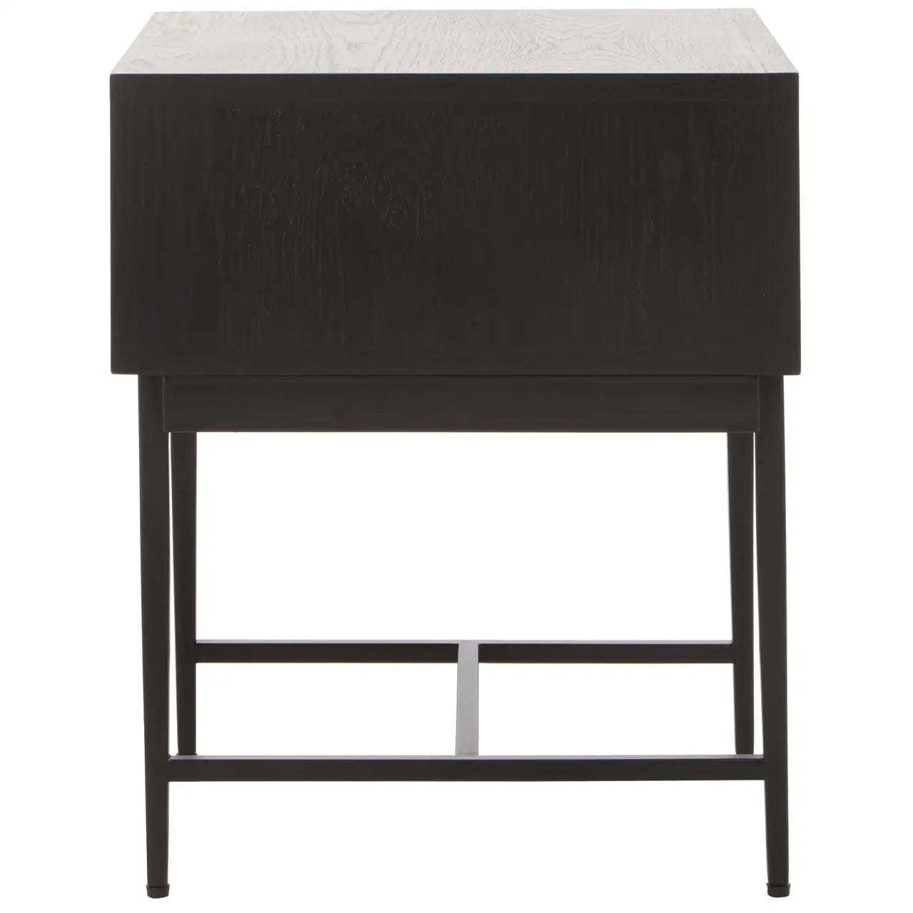 Jakara Wooden Side Table In Black With Metal Base