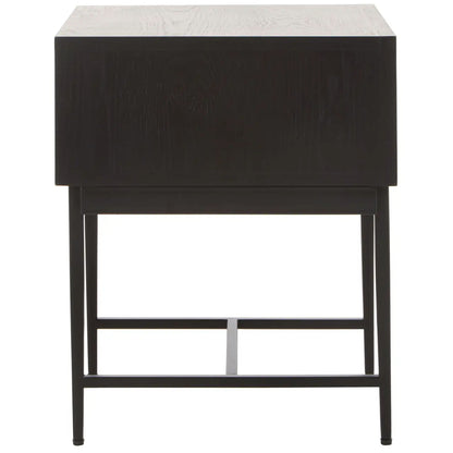 Jakara Wooden Side Table In Black With Metal Base
