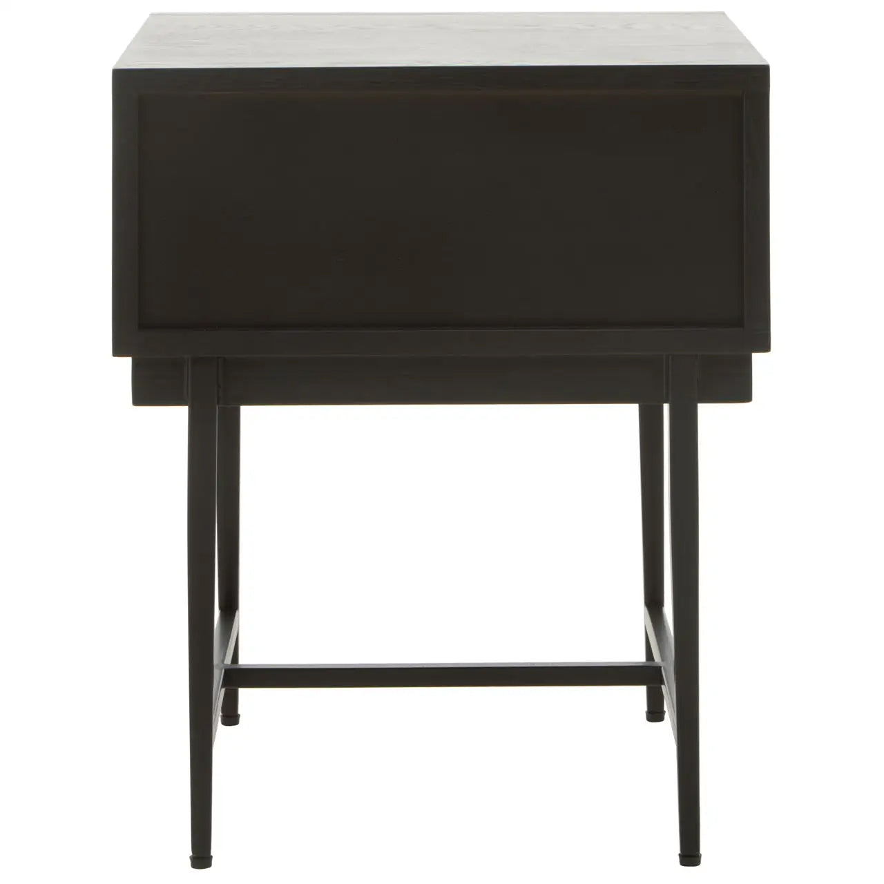 Jakara Wooden Side Table In Black With Metal Base