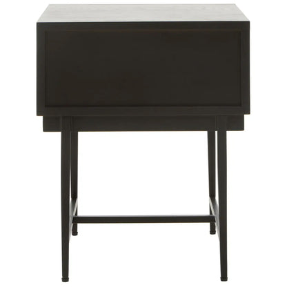 Jakara Wooden Side Table In Black With Metal Base