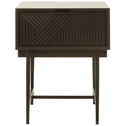 Jakara Wooden Side Table In Black With Metal Base
