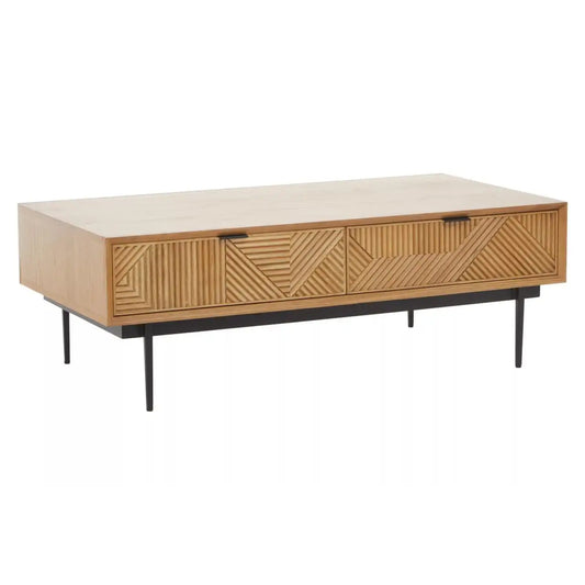 Jakara Wooden Coffee Table With 2 Drawers In Natural