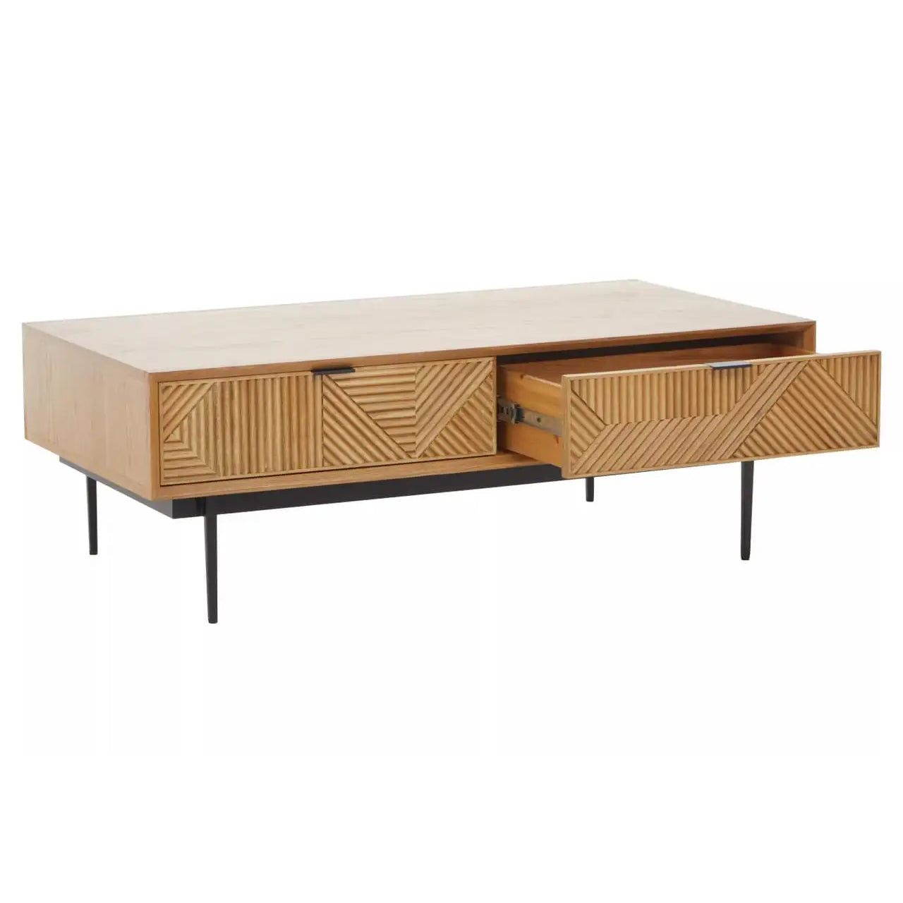 Jakara Wooden Coffee Table With 2 Drawers In Natural