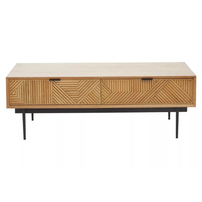 Jakara Wooden Coffee Table With 2 Drawers In Natural