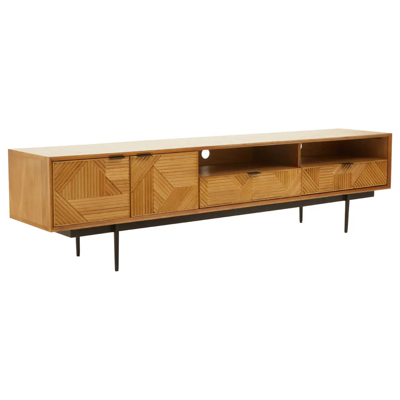 Jakara Wooden TV Stand With 2 Doors And 2 Drawers In Natural