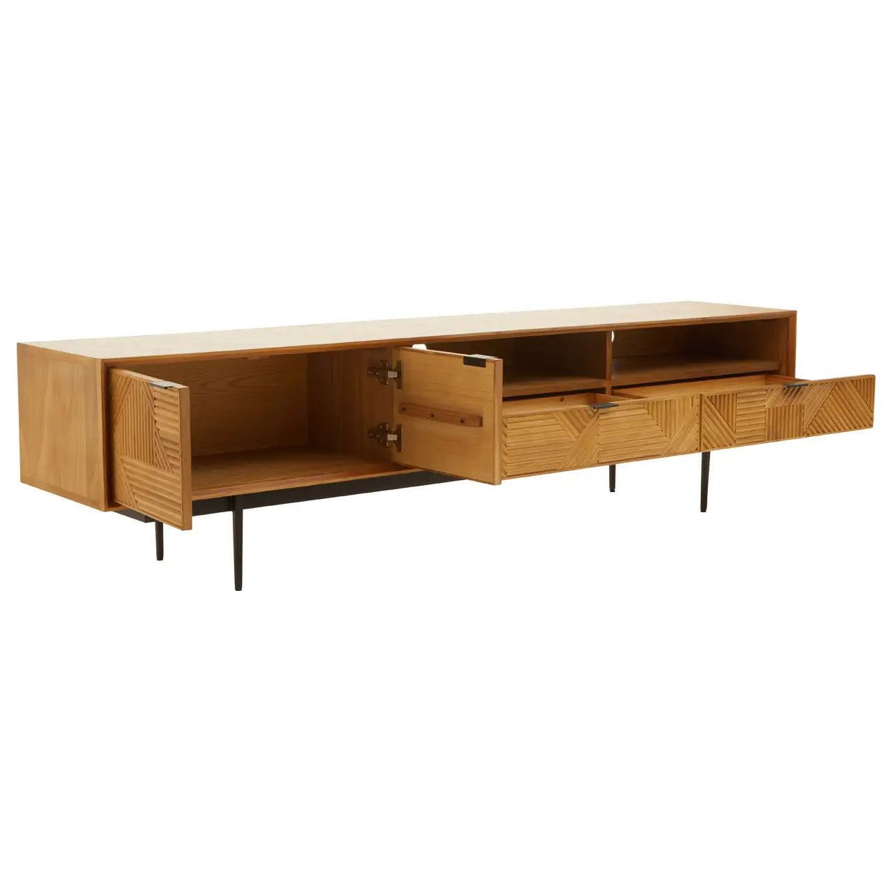 Jakara Wooden TV Stand With 2 Doors And 2 Drawers In Natural