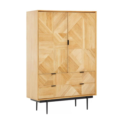 Jakara Wooden Sideboard With 2 Doors 2 Drawers In Natural
