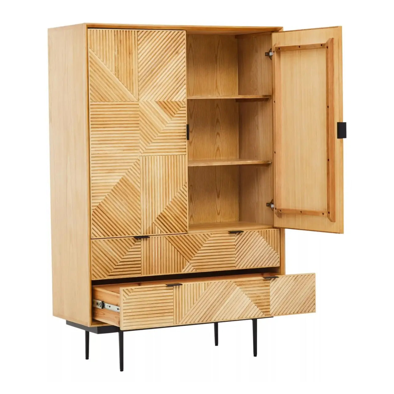 Jakara Wooden Sideboard With 2 Doors 2 Drawers In Natural