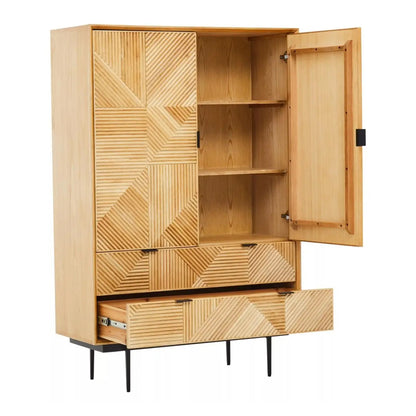 Jakara Wooden Sideboard With 2 Doors 2 Drawers In Natural