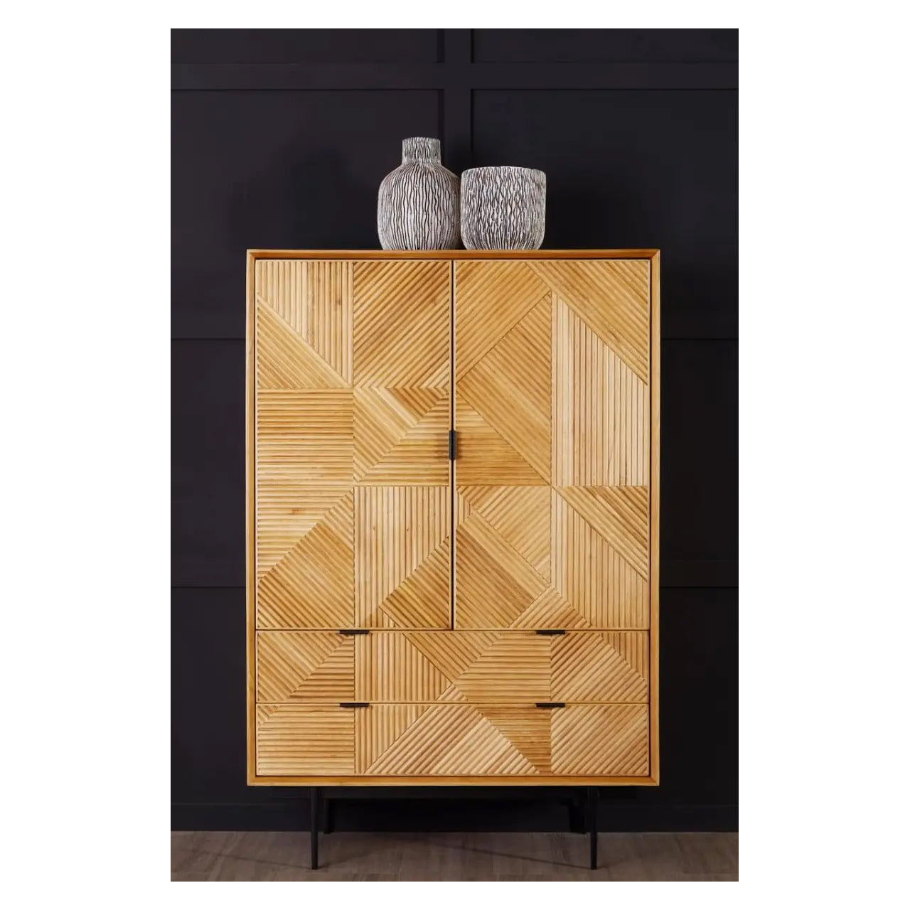 Jakara Wooden Sideboard With 2 Doors 2 Drawers In Natural
