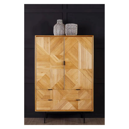 Jakara Wooden Sideboard With 2 Doors 2 Drawers In Natural
