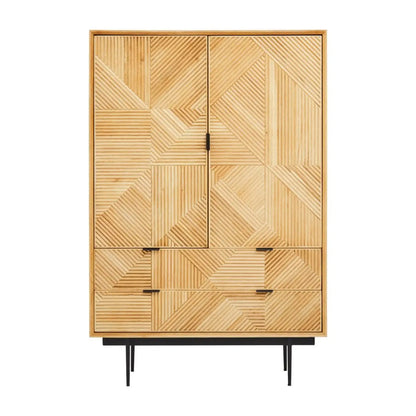Jakara Wooden Sideboard With 2 Doors 2 Drawers In Natural