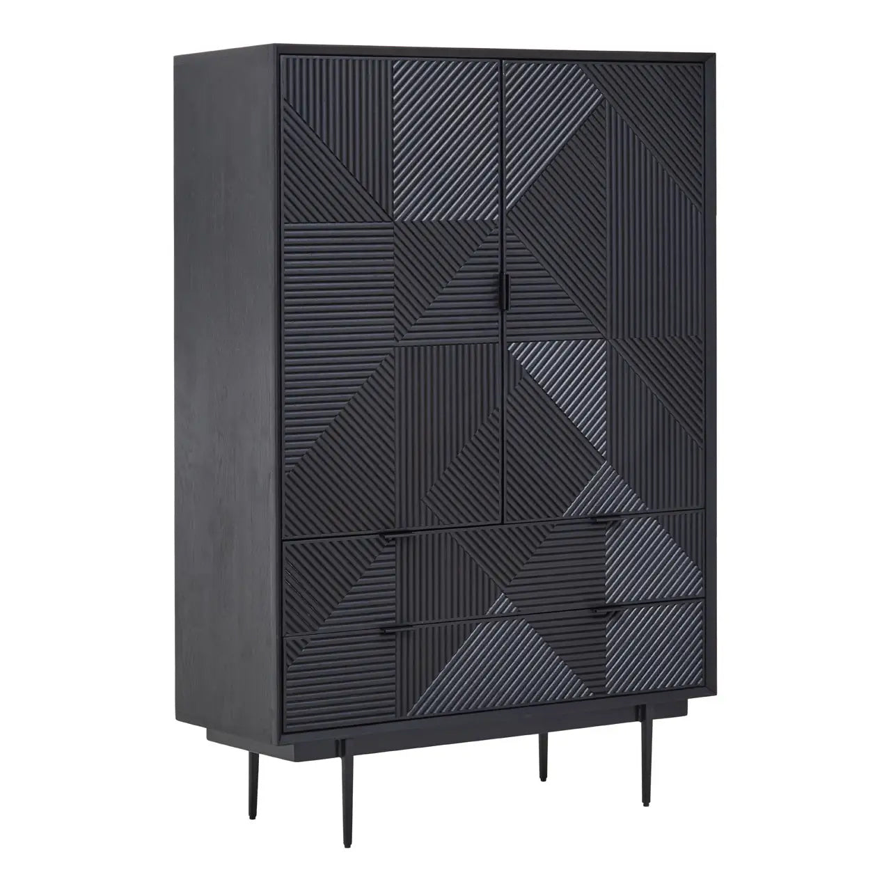 Jakara Wooden Sideboard With 2 Doors 2 Drawers In Black