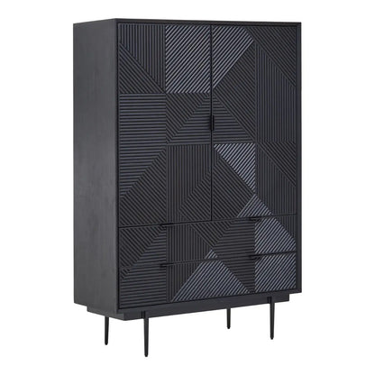 Jakara Wooden Sideboard With 2 Doors 2 Drawers In Black