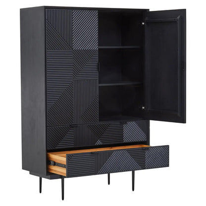 Jakara Wooden Sideboard With 2 Doors 2 Drawers In Black