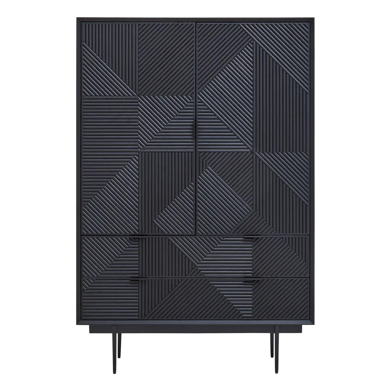 Jakara Wooden Sideboard With 2 Doors 2 Drawers In Black