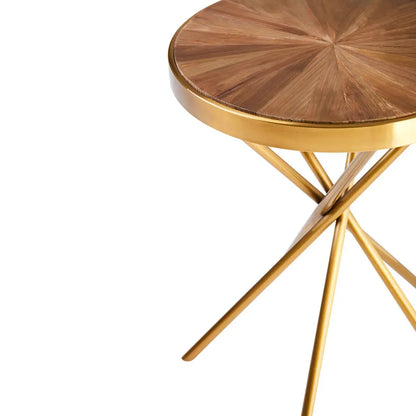 Jana Round Wooden Side Table In Natural