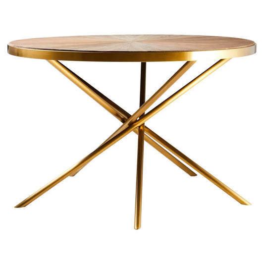 Jana Round Wooden Dining Table In Natural With Tied Frame