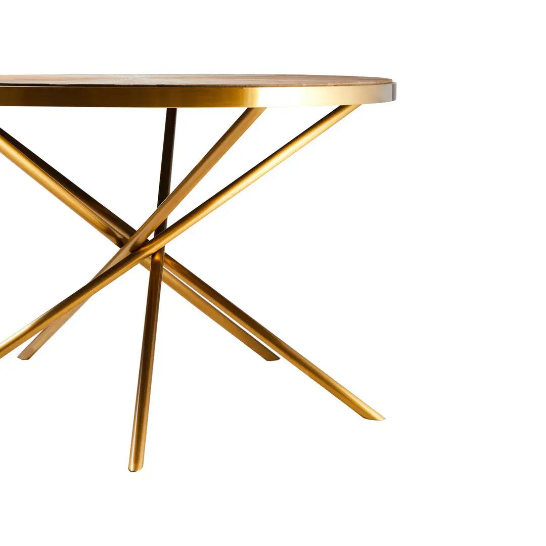 Jana Round Wooden Dining Table In Natural With Tied Frame