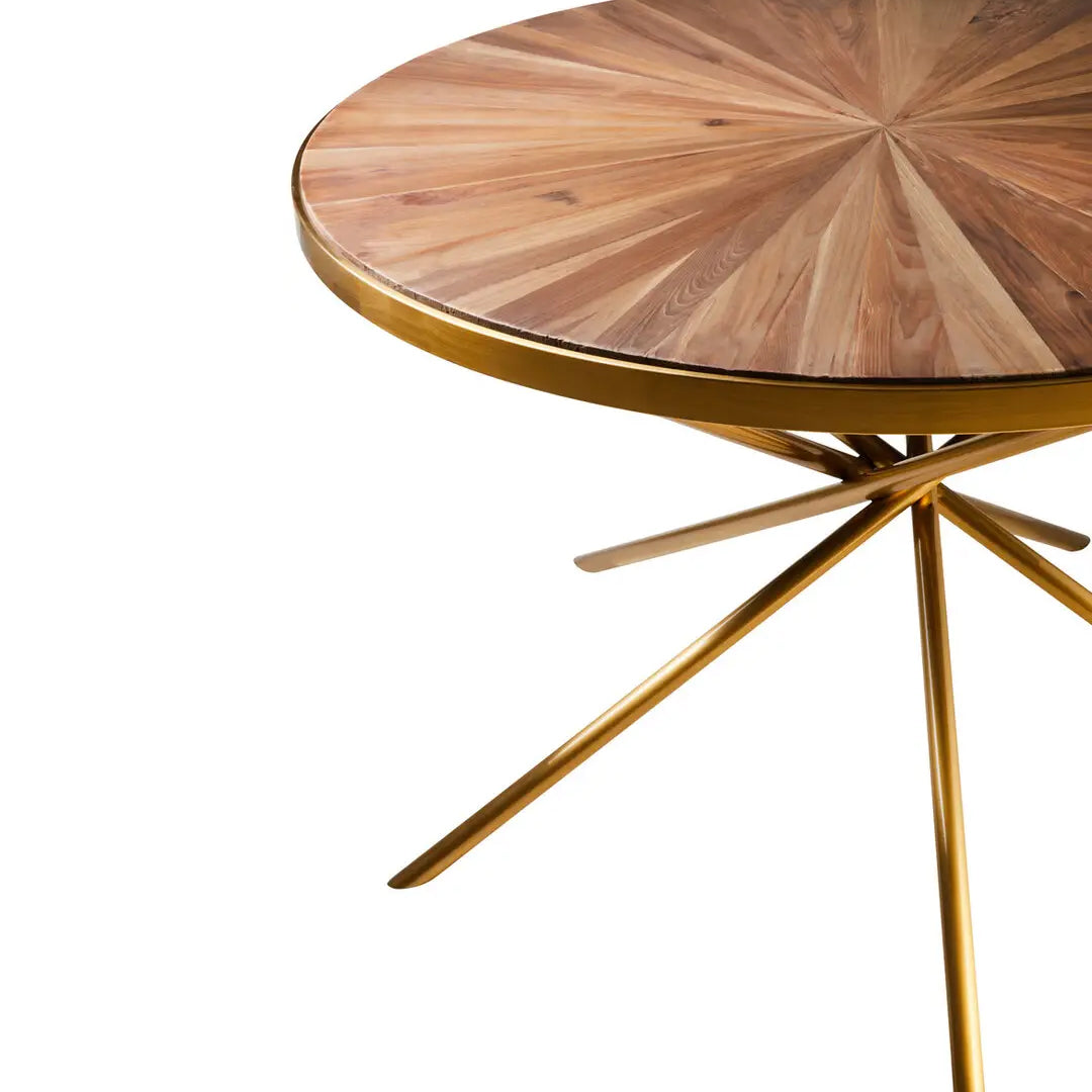 Jana Round Wooden Dining Table In Natural With Tied Frame