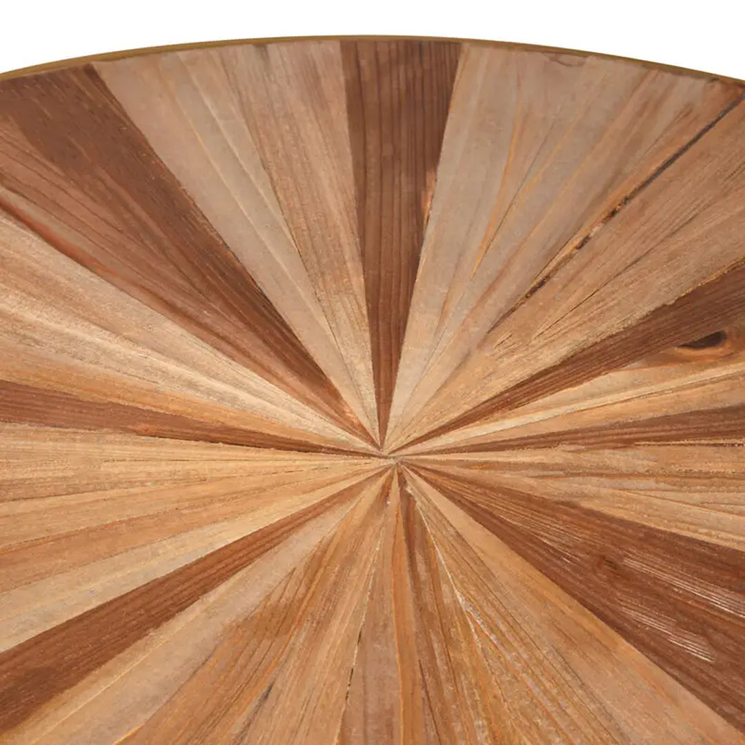 Jana Round Wooden Side Table In Natural With Curved Frame