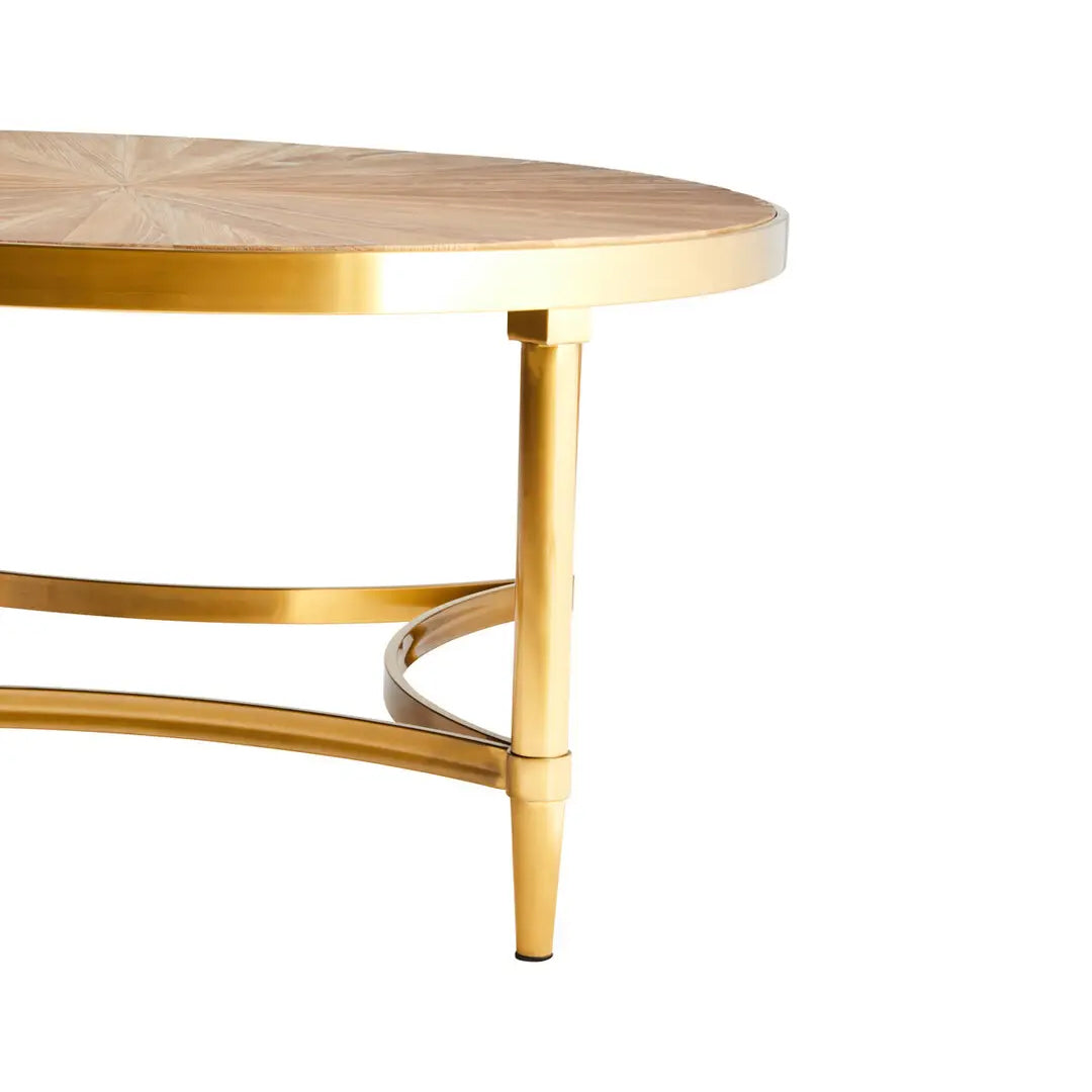 Jana Round Wooden Coffee Table In Natural With Curved Frame