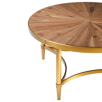 Jana Round Wooden Coffee Table In Natural With Curved Frame