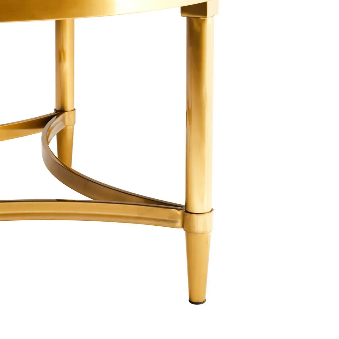 Jana Round Wooden Coffee Table In Natural With Curved Frame
