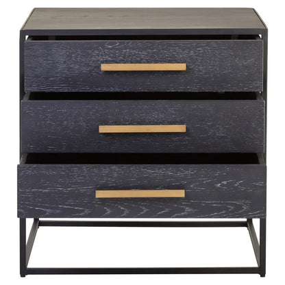 Judd Wooden Side Table With 3 Drawers In Black