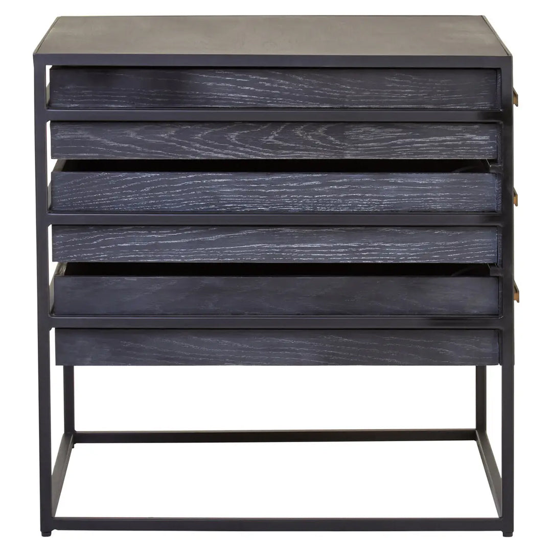 Judd Wooden Side Table With 3 Drawers In Black