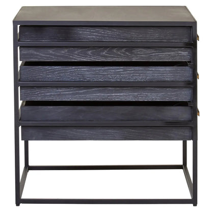 Judd Wooden Side Table With 3 Drawers In Black