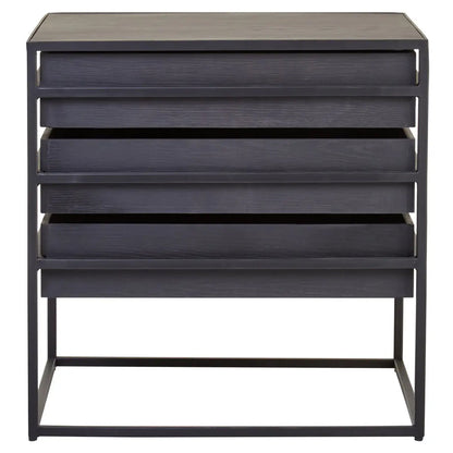 Judd Wooden Side Table With 3 Drawers In Black