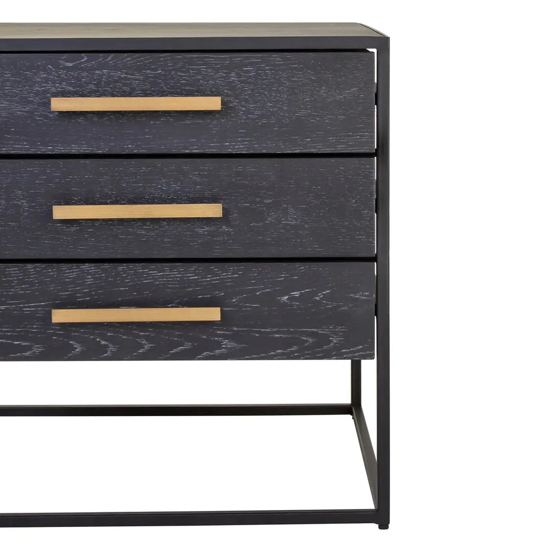 Judd Wooden Side Table With 3 Drawers In Black