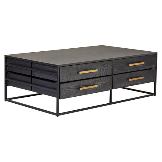 Judd Wooden Coffee Table With 8 Drawers In Black