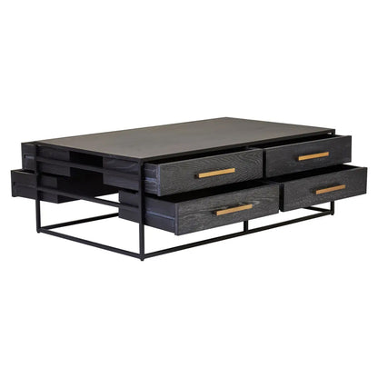 Judd Wooden Coffee Table With 8 Drawers In Black