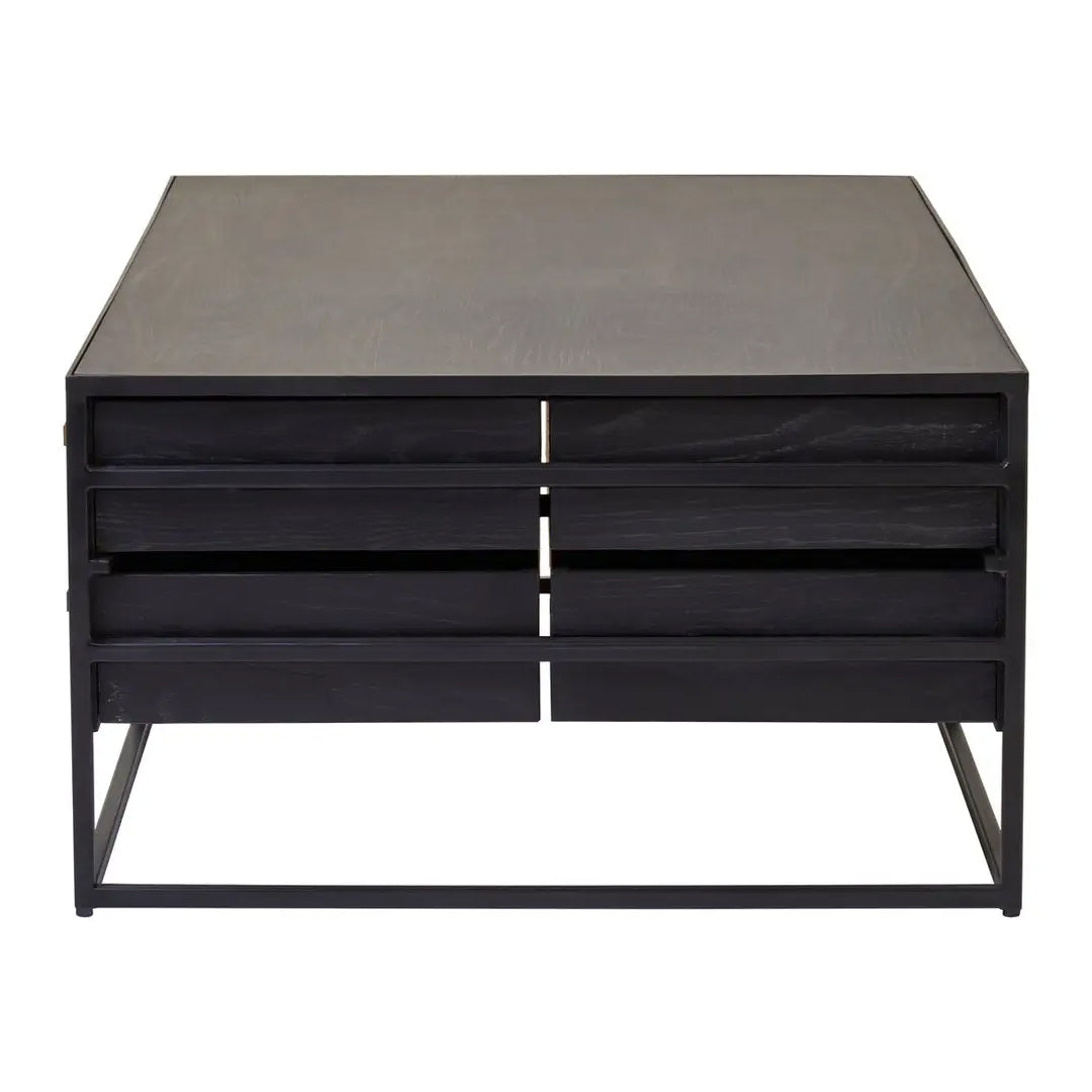 Judd Wooden Coffee Table With 8 Drawers In Black