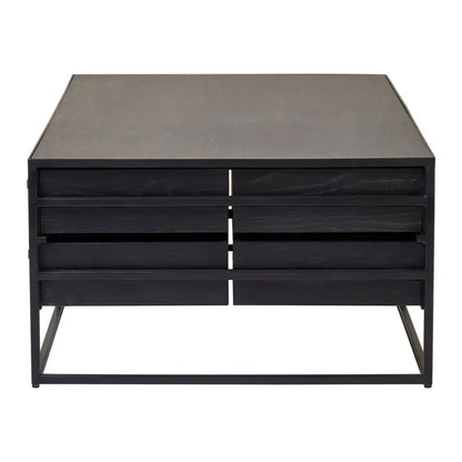 Judd Wooden Coffee Table With 8 Drawers In Black