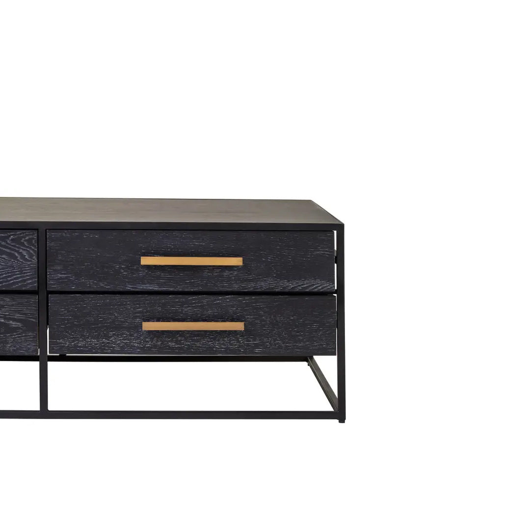 Judd Wooden Coffee Table With 8 Drawers In Black