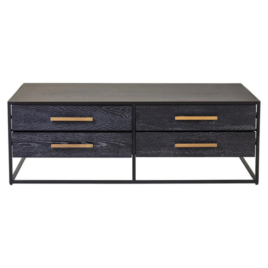 Judd Wooden Coffee Table With 8 Drawers In Black
