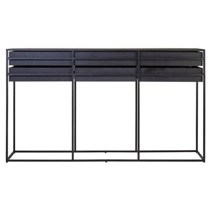 Judd Wooden Console Table With 6 Drawers In Black