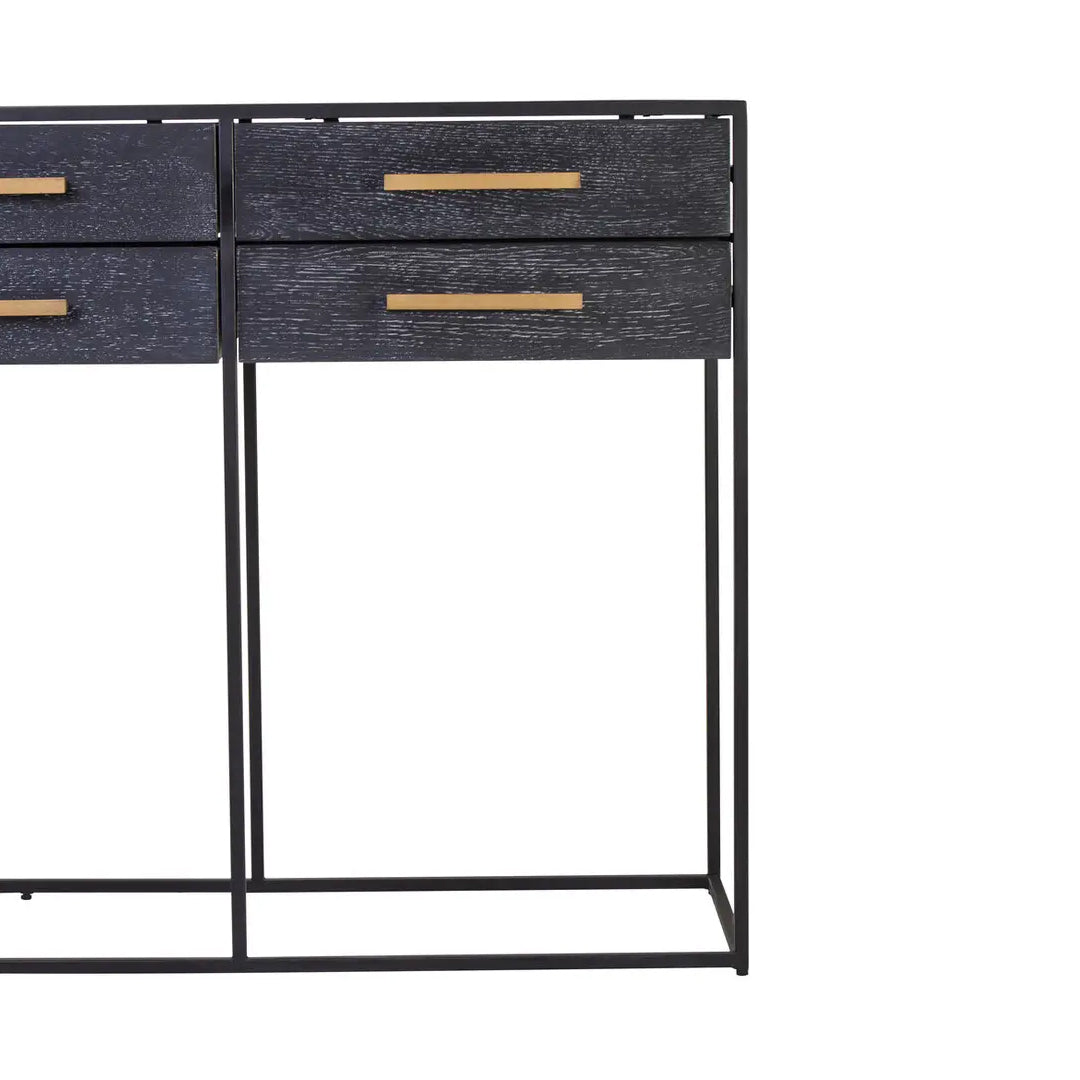 Judd Wooden Console Table With 6 Drawers In Black