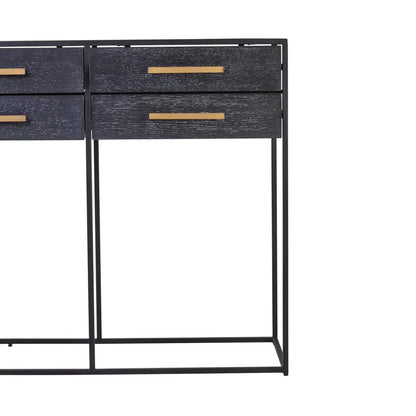 Judd Wooden Console Table With 6 Drawers In Black