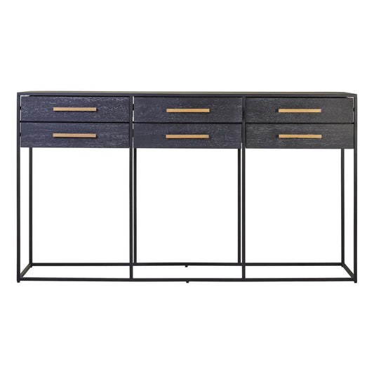Judd Wooden Console Table With 6 Drawers In Black