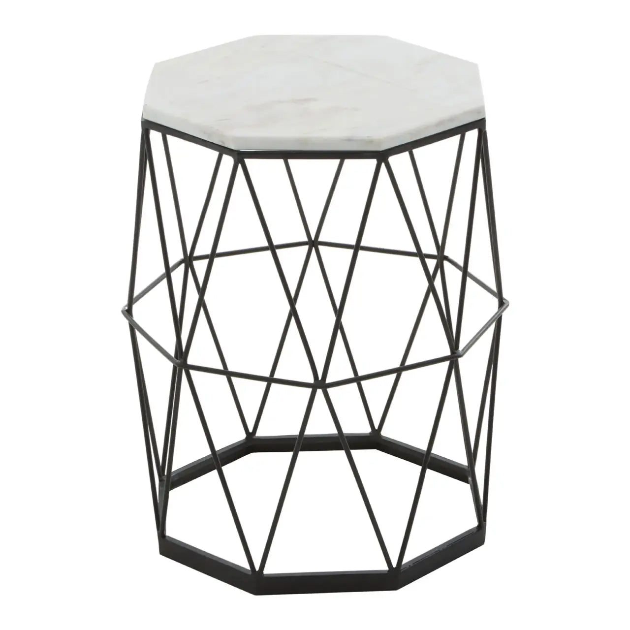 Shalimar Octagonal Marble Top Side Table With Black Frame