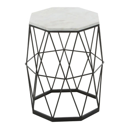 Shalimar Octagonal Marble Top Side Table With Black Frame