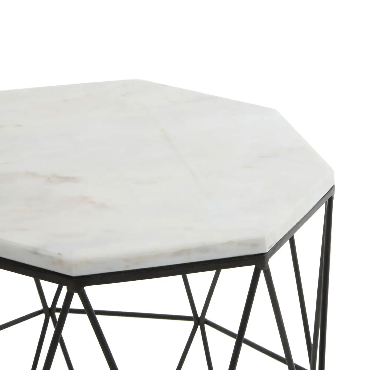 Shalimar Octagonal Marble Top Side Table With Black Frame
