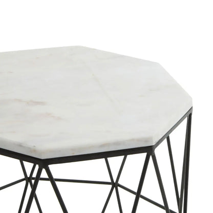 Shalimar Octagonal Marble Top Side Table With Black Frame