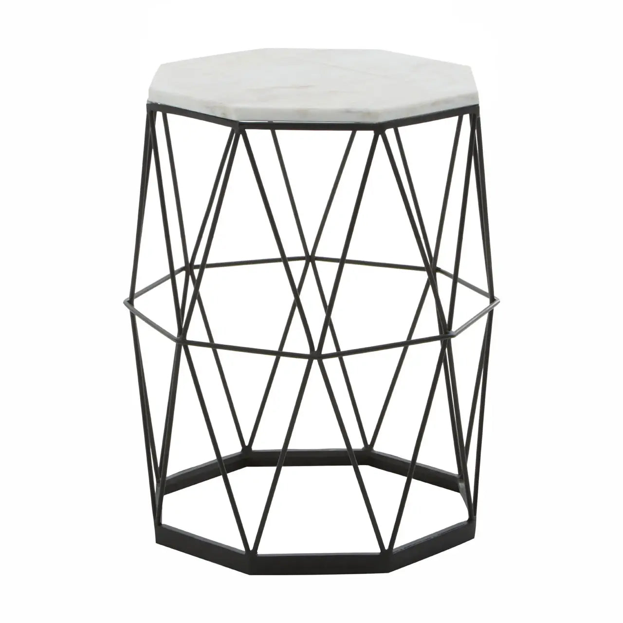 Shalimar Octagonal Marble Top Side Table With Black Frame