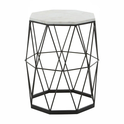Shalimar Octagonal Marble Top Side Table With Black Frame